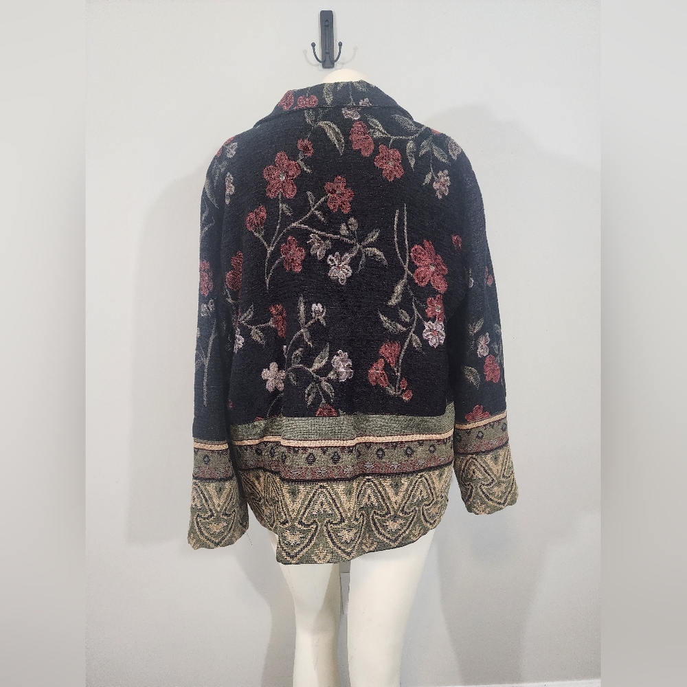 Vtg 90s sag harborTapestry jacket blazer Women12p boho artsy floral hippie gypsy - Picture 6 of 15